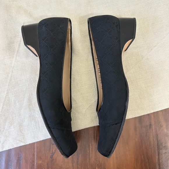 SALVATORE FERRAGAMO Slip-On Square Toe Pump Heels in Black Check Cloth - Picture 6 of 12